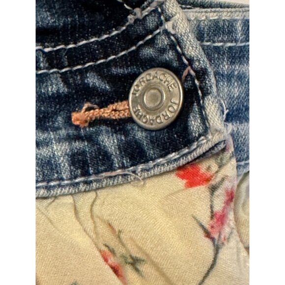 Jordache Acid Wash Denim Floral Jumper Lace Pink Flowers Vintage Size 4 5 XS - Picture 5 of 11